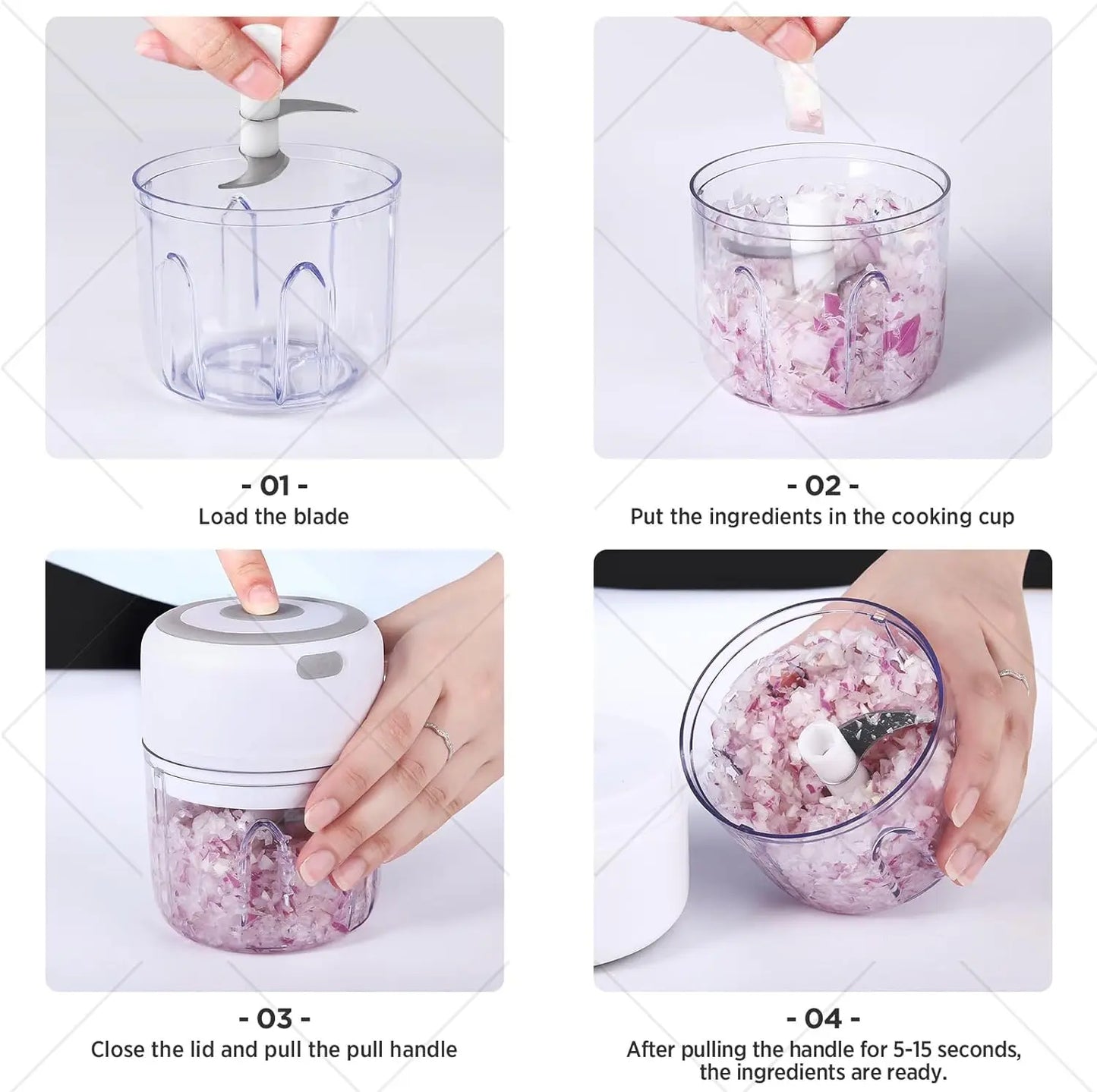 Mini Electric Garlic Chopper – 250ML Wireless Portable Food Processor for Garlic, Onion, Veggies & More