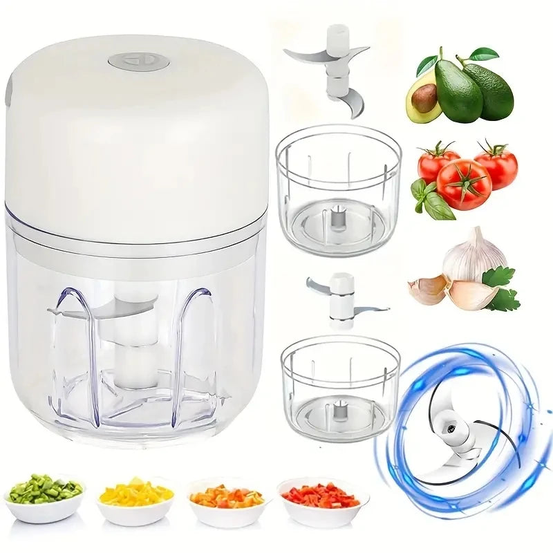 Mini Electric Garlic Chopper – 250ML Wireless Portable Food Processor for Garlic, Onion, Veggies & More